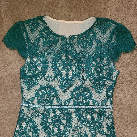 Elegant Teal Lace Kids Dress - Picture 2 of 10